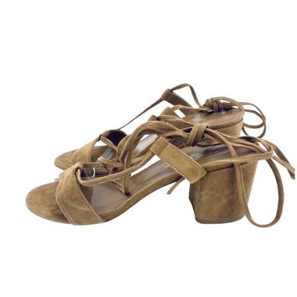 Visconti & Du Reau Sandals Brown Suede Leather Wrap Heels Shoes SZ 37 EU 6.5 NIB